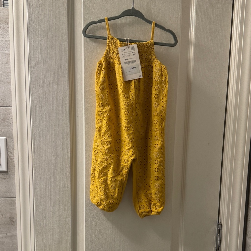 Zara Kids Mustard Eyelet Jumpsuit